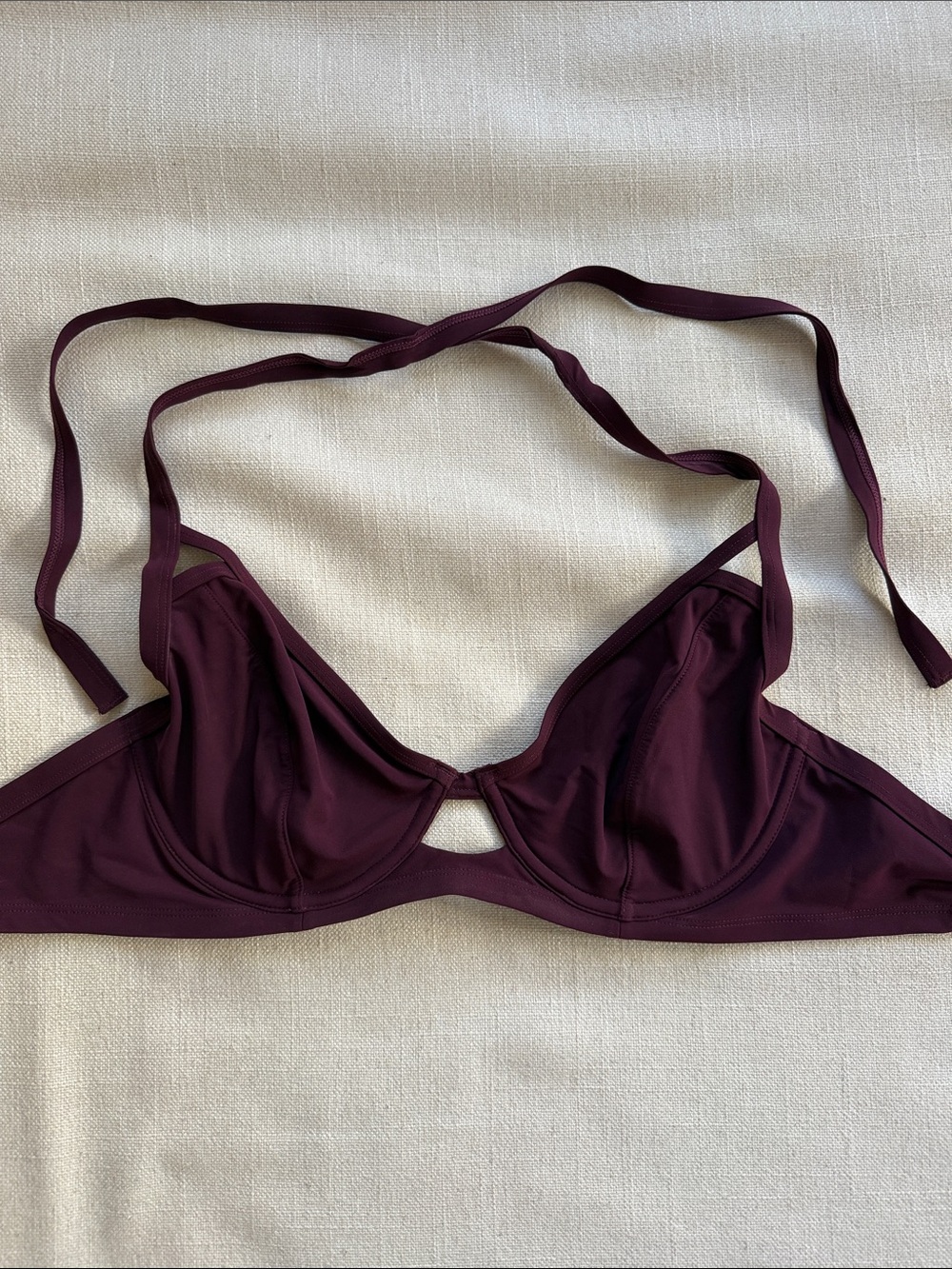 Plum Underwire Bikini Top with Tie Straps
